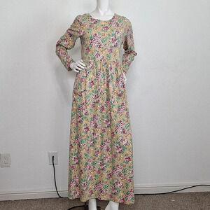 Pierre Cardin Vintage Floral Print Prairie Peasant Cottagecore Maxi Dress Size M